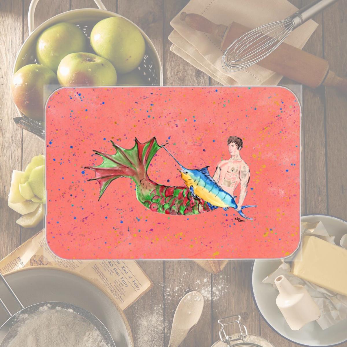 Picture of Carolines Treasures 8348LCB Merman Glass Cutting Board - Large