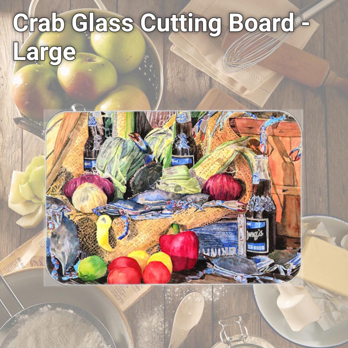 Picture of Carolines Treasures 8538LCB Crab Glass Cutting Board - Large