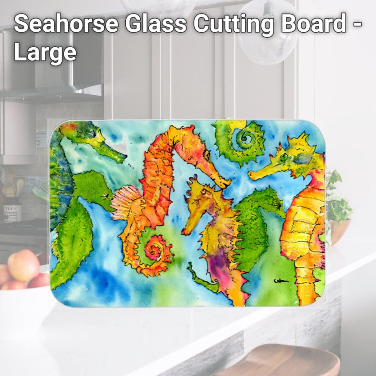 Picture of Carolines Treasures 8546LCB Seahorse Glass Cutting Board - Large