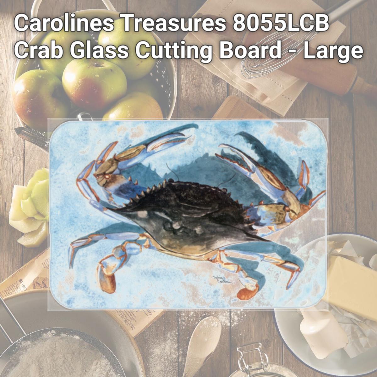 Picture of Carolines Treasures 8055LCB Crab Glass Cutting Board - Large