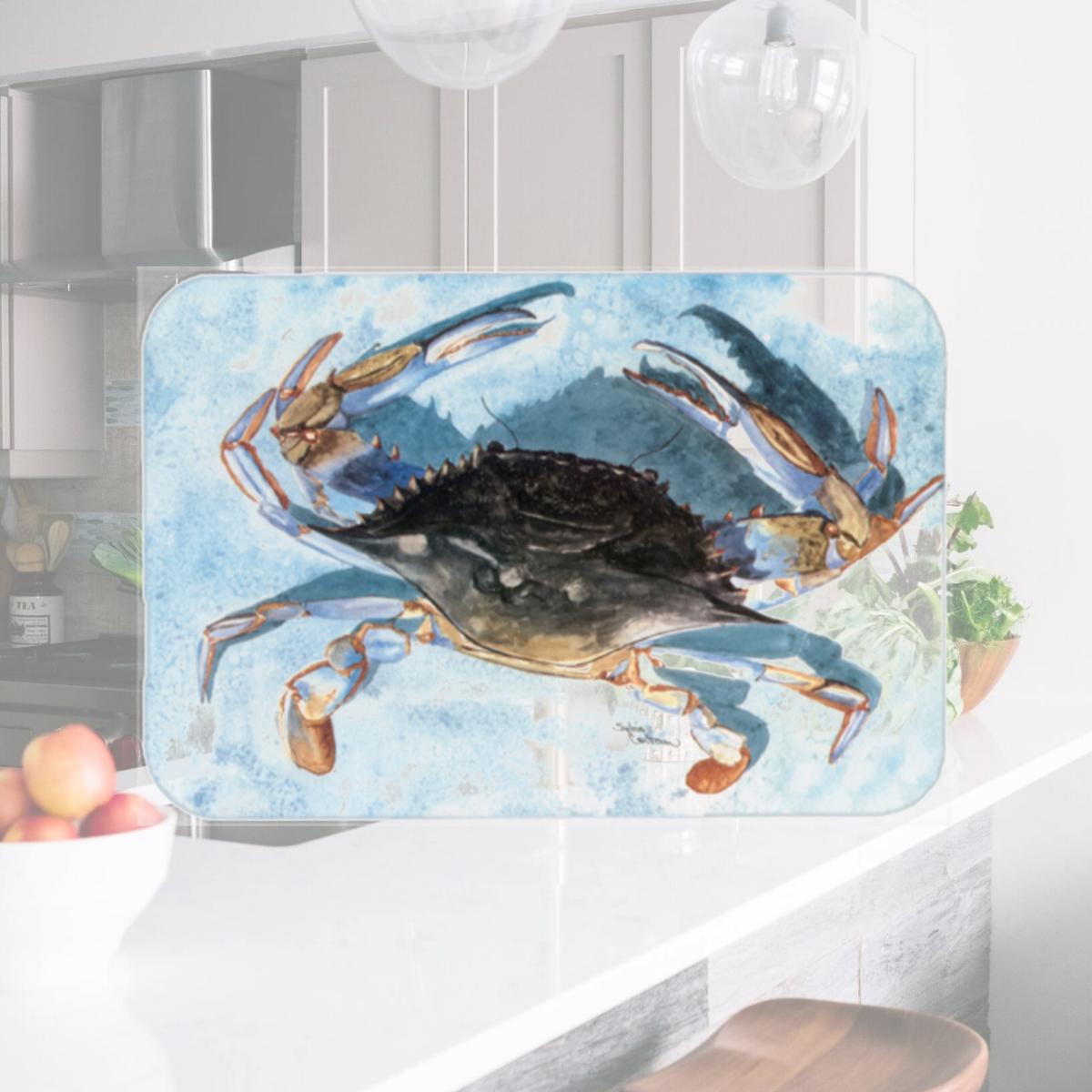 Picture of Carolines Treasures 8055LCB Crab Glass Cutting Board - Large