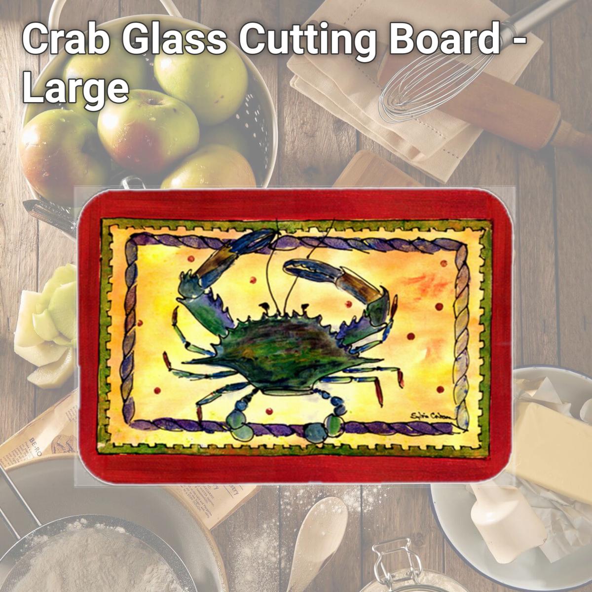 Picture of Carolines Treasures 8058LCB Crab Glass Cutting Board - Large
