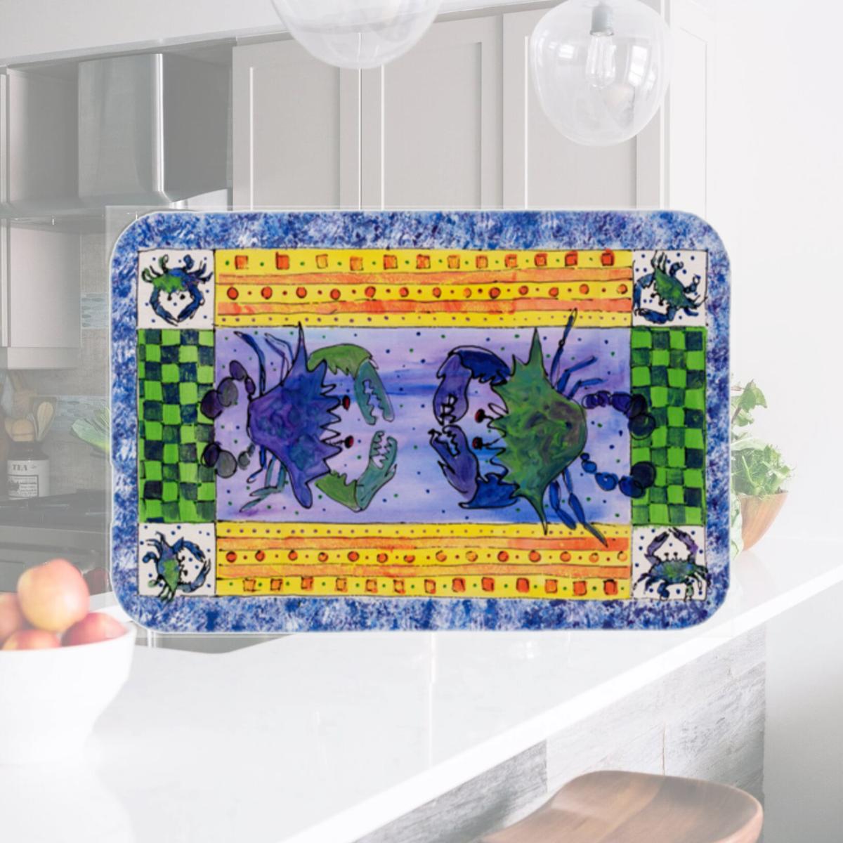 Picture of Carolines Treasures 8070LCB Crab Glass Cutting Board - Large