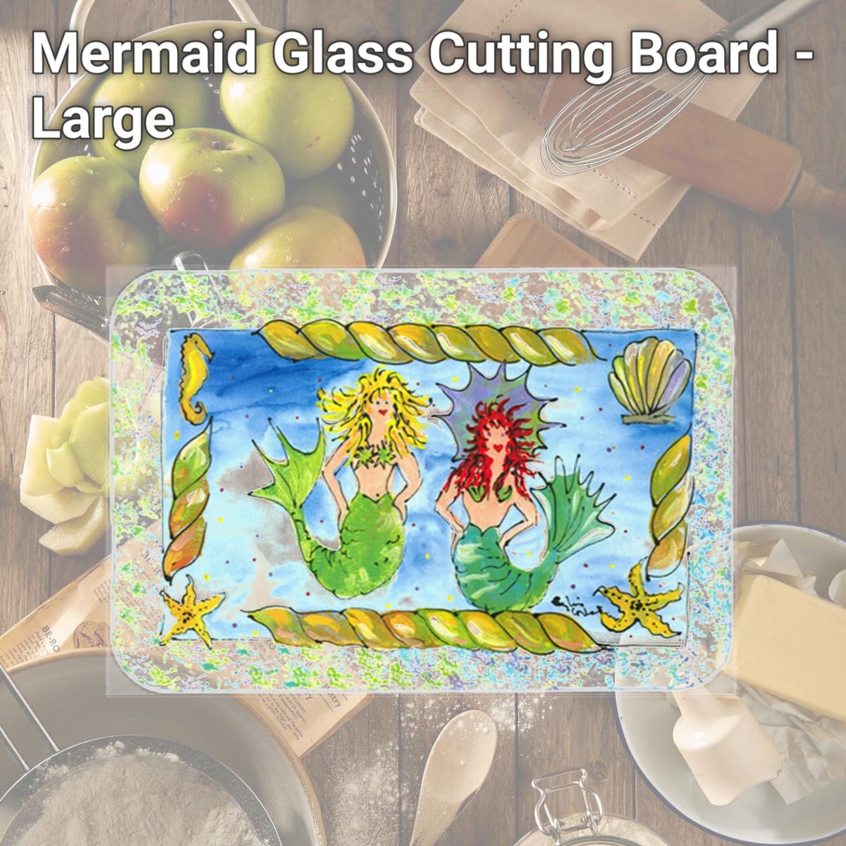 Picture of Carolines Treasures 8083LCB Mermaid Glass Cutting Board - Large