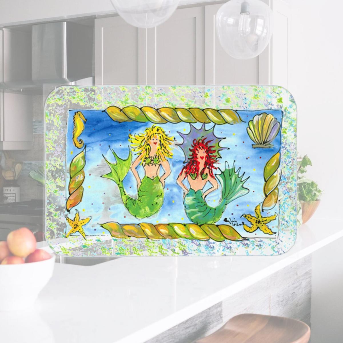 Picture of Carolines Treasures 8083LCB Mermaid Glass Cutting Board - Large
