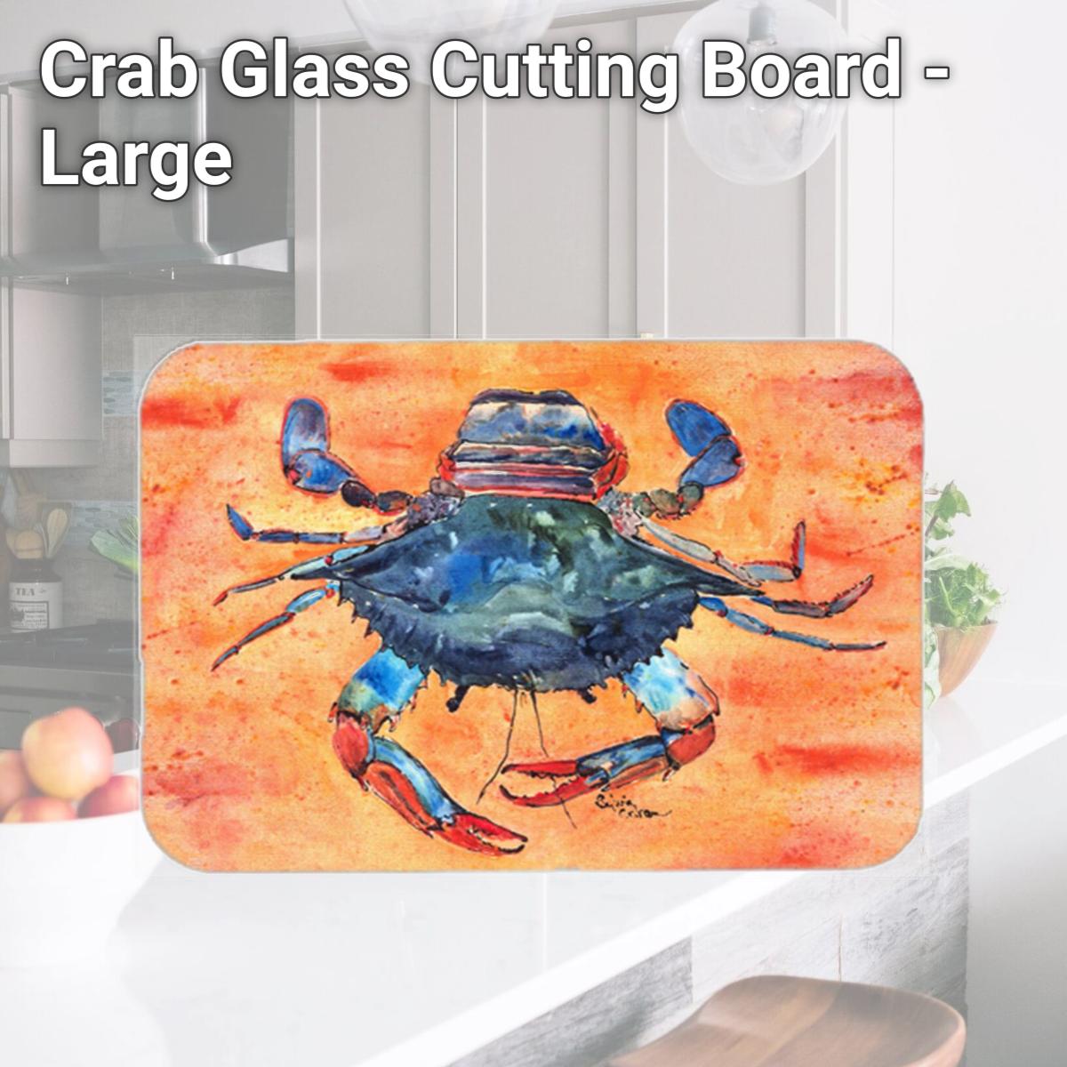 Picture of Carolines Treasures 8096LCB Crab Glass Cutting Board - Large