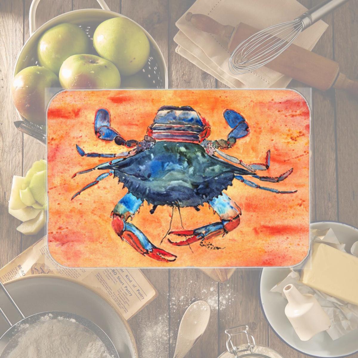 Picture of Carolines Treasures 8096LCB Crab Glass Cutting Board - Large