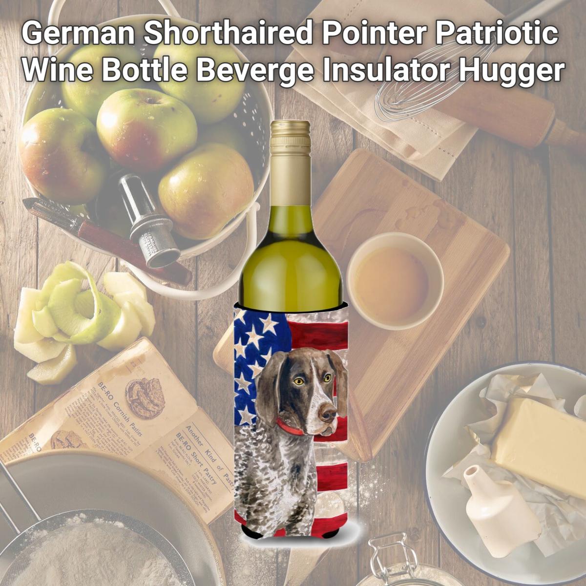 Picture of Carolines Treasures BB9641LITERK German Shorthaired Pointer Patriotic Wine Bottle Beverge Insulator Hugger