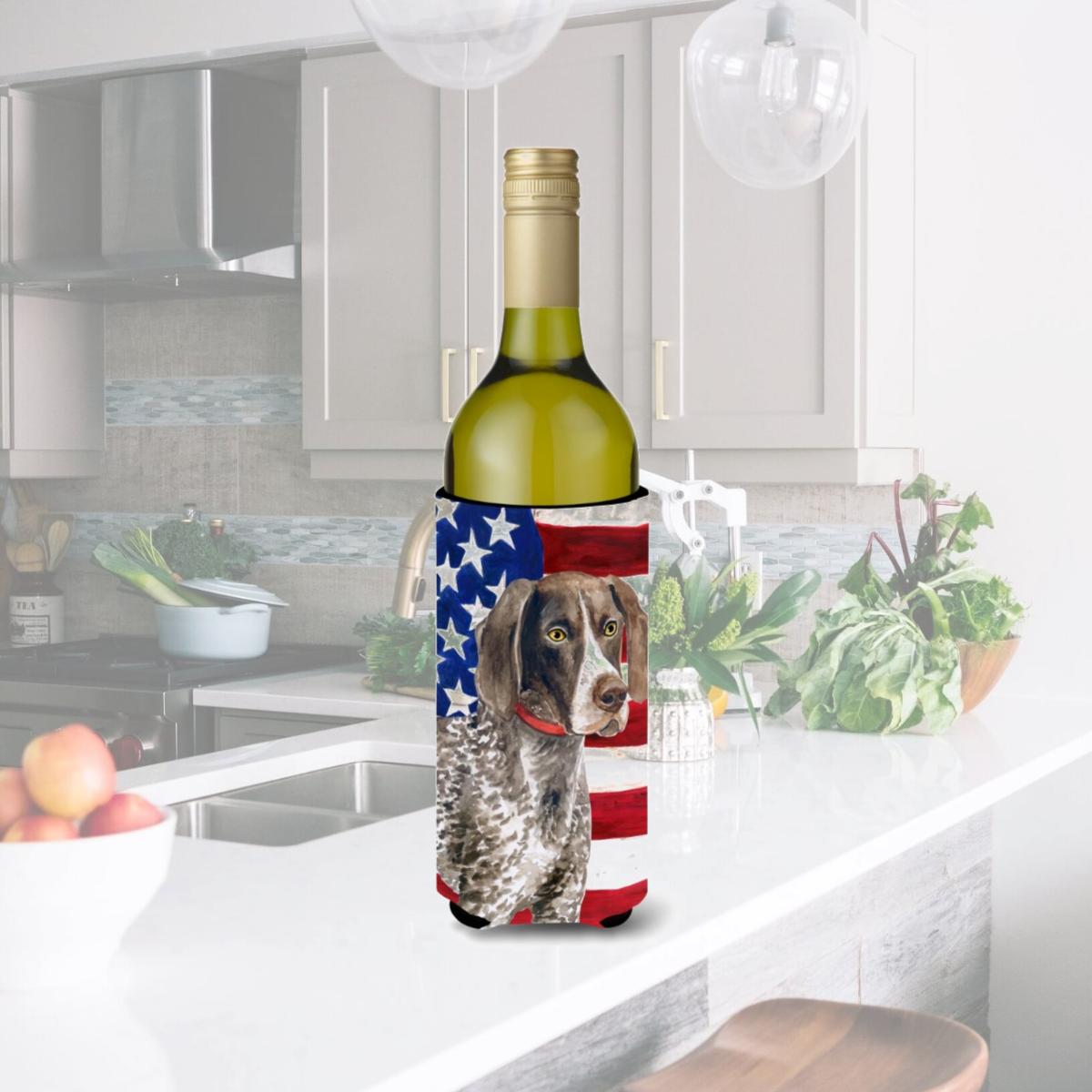 Picture of Carolines Treasures BB9641LITERK German Shorthaired Pointer Patriotic Wine Bottle Beverge Insulator Hugger
