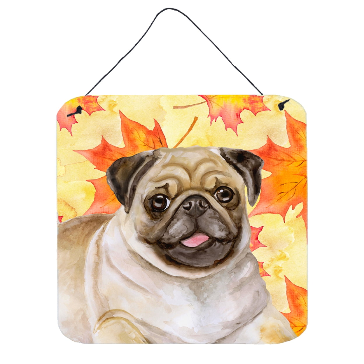 Bb9979ds66 Fawn Pug Fall Wall Or Door Hanging Prints, 6 X 6 In.