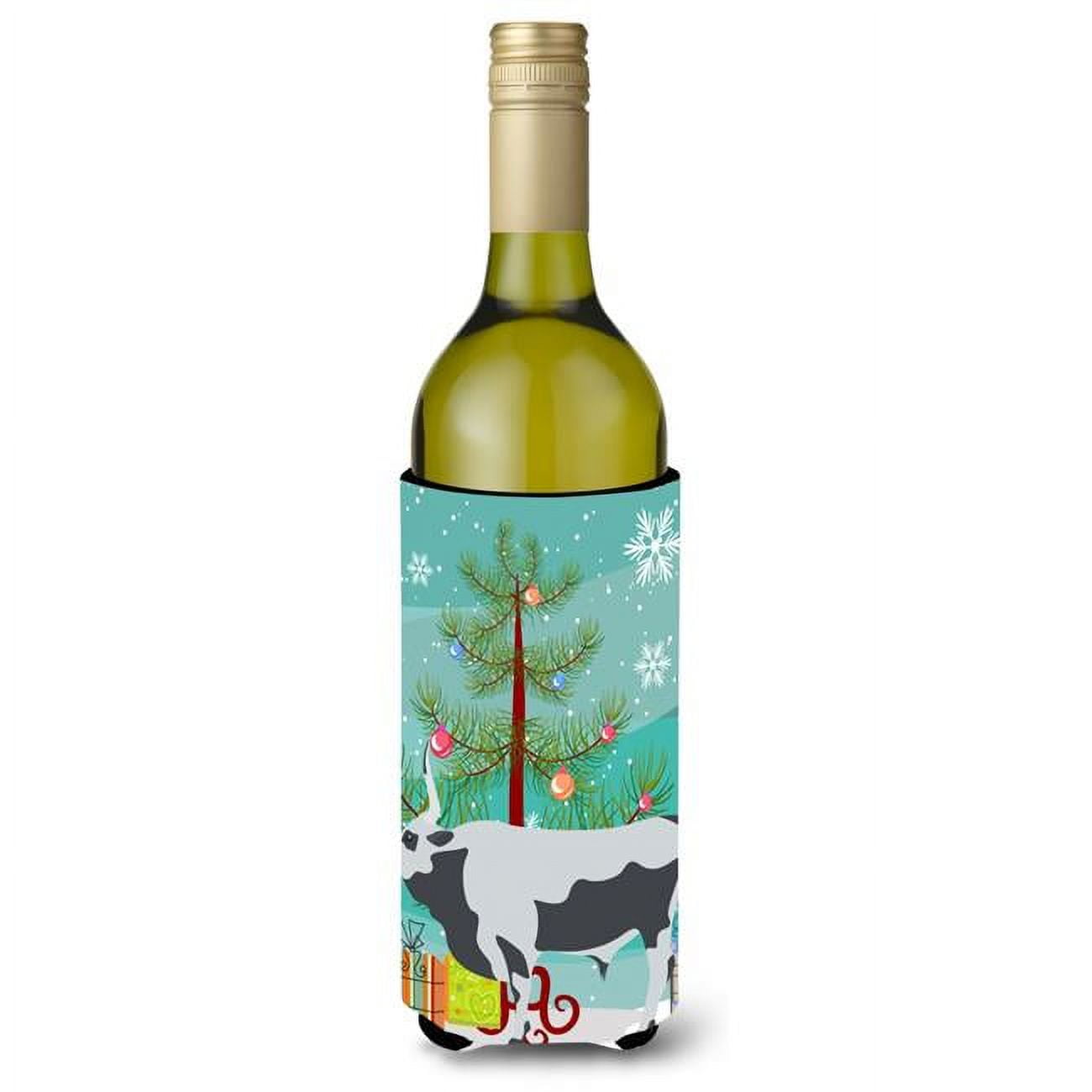 Hungarian Grey Steppe Cow Christmas Wine Bottle Beverge Insulator Hugger