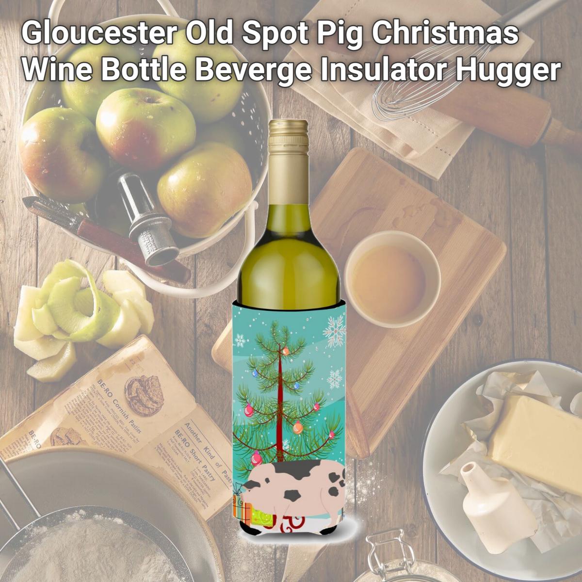 Picture of Carolines Treasures BB9307LITERK Gloucester Old Spot Pig Christmas Wine Bottle Beverge Insulator Hugger