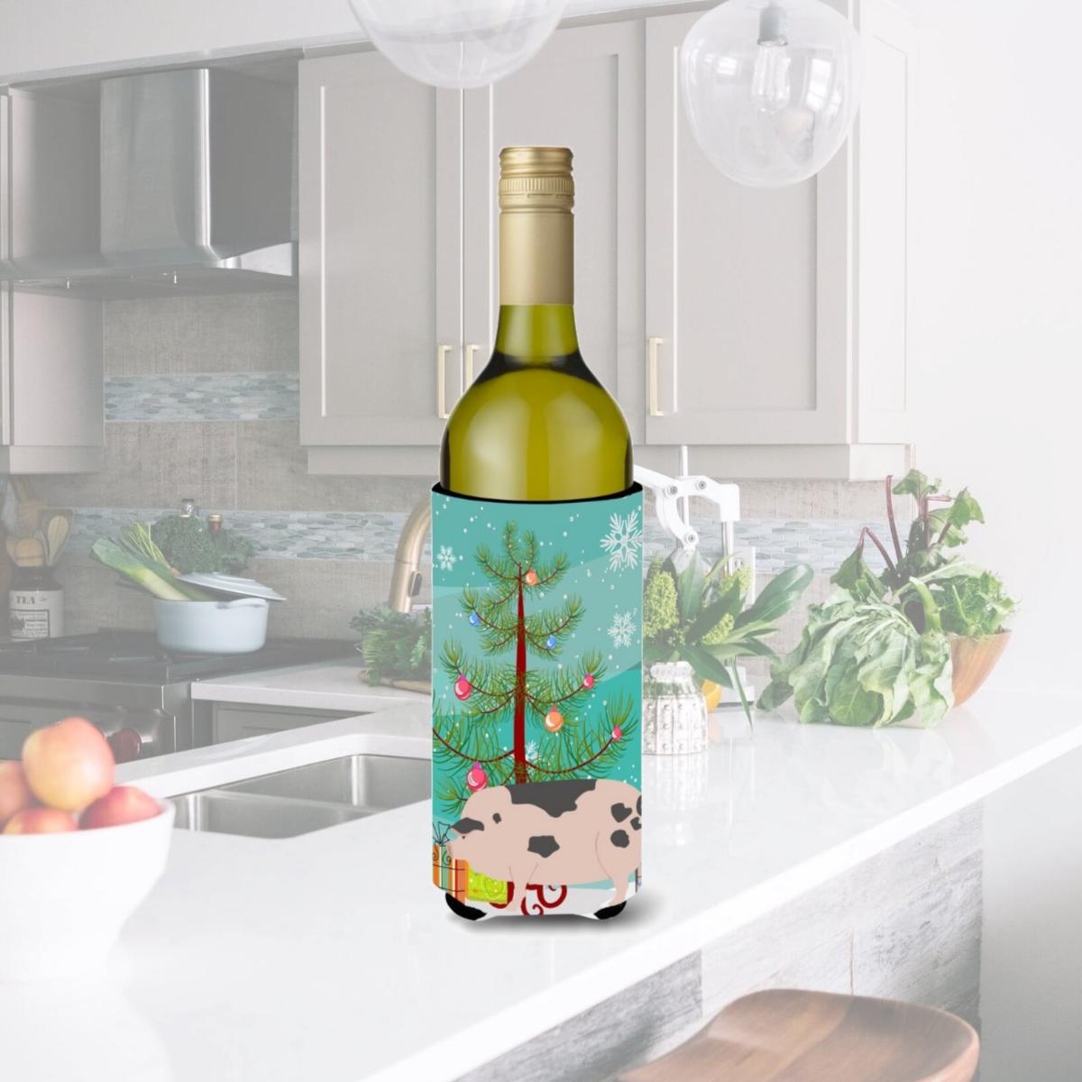 Picture of Carolines Treasures BB9307LITERK Gloucester Old Spot Pig Christmas Wine Bottle Beverge Insulator Hugger