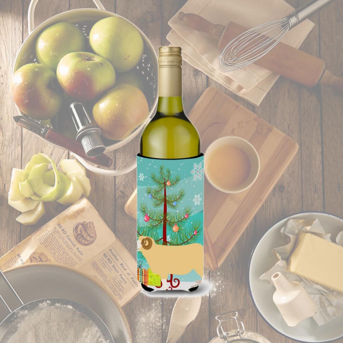 Picture of Carolines Treasures BB9347LITERK Horned Dorset Sheep Christmas Wine Bottle Beverge Insulator Hugger