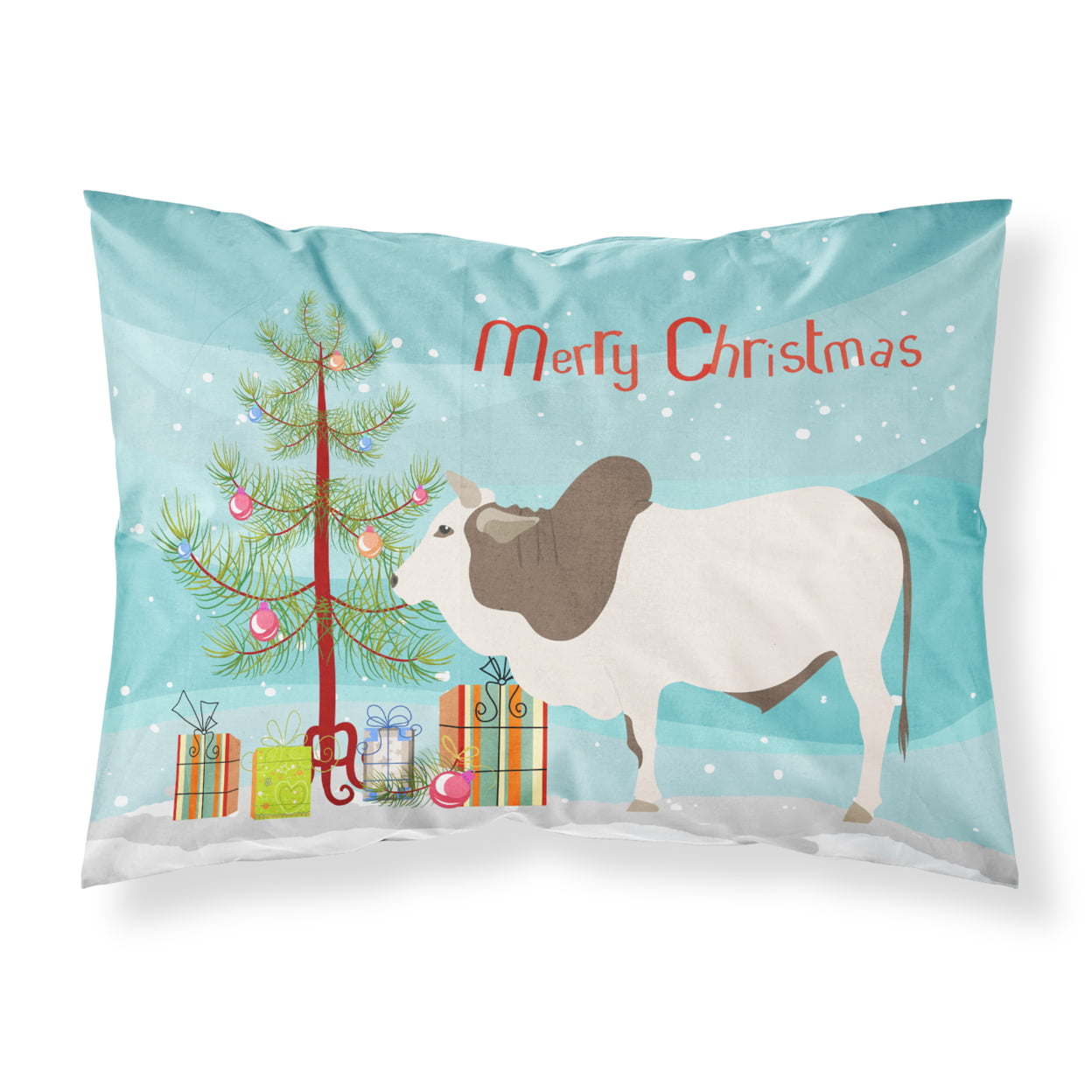 Bb9197pillowcase Malvi Cow Christmas Fabric Standard Pillowcase
