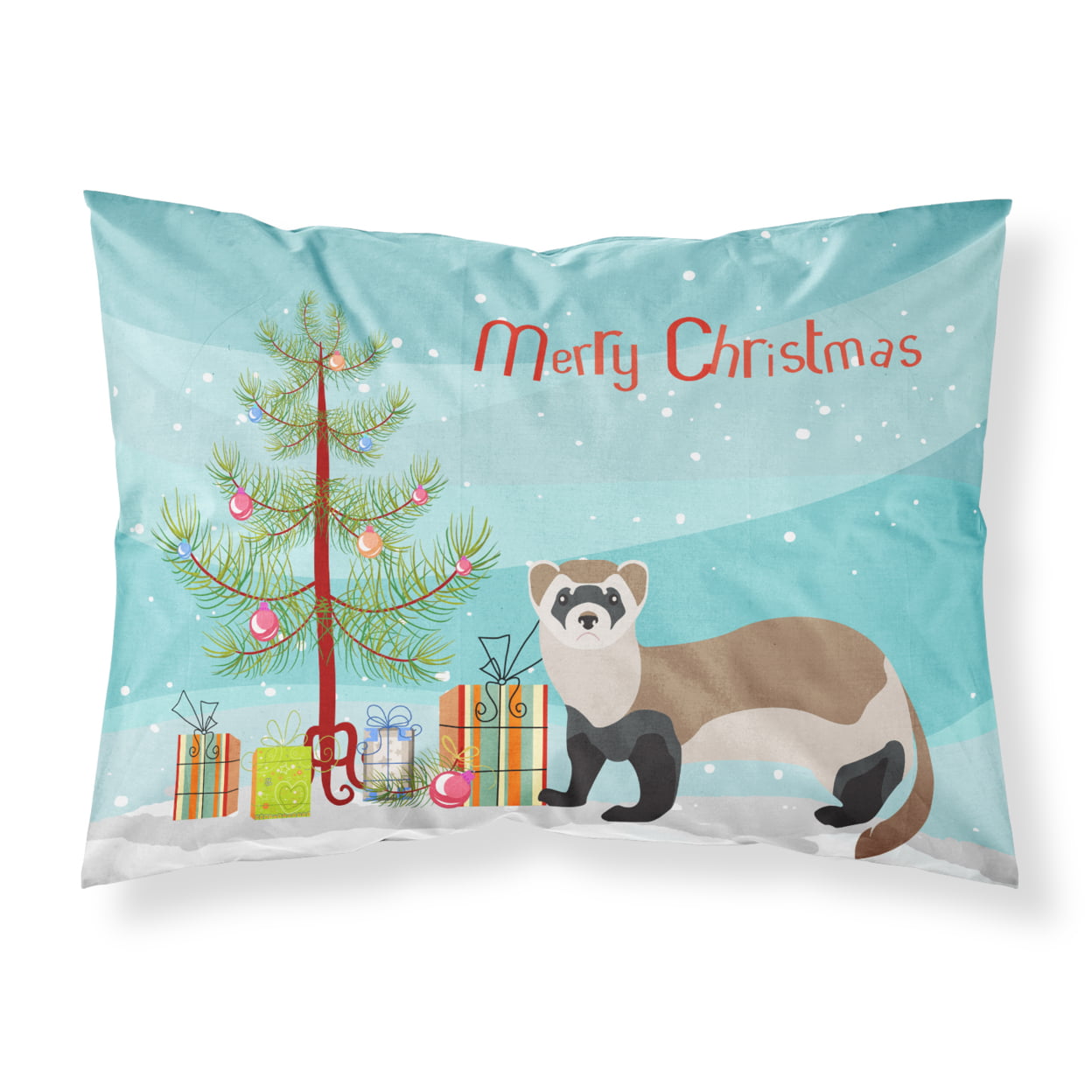 Bb9245pillowcase Ferret Christmas Fabric Standard Pillowcase
