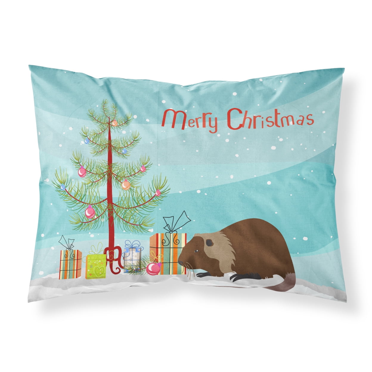 Bb9246pillowcase Coypu Nutria River Rat Christmas Fabric Standard Pillowcase