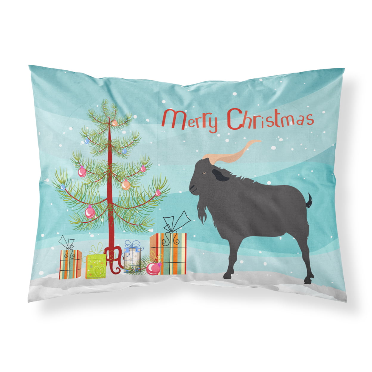 Bb9249pillowcase Verata Goat Christmas Fabric Standard Pillowcase