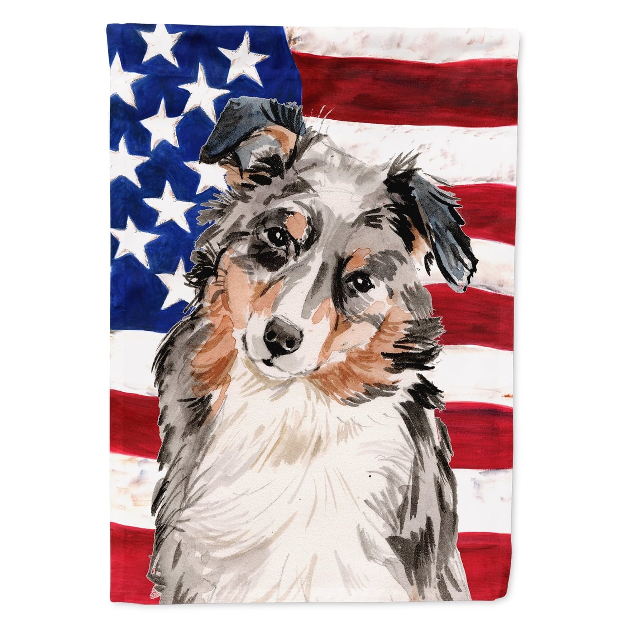 Australian Shepherd Patriotic Flag - Garden Size