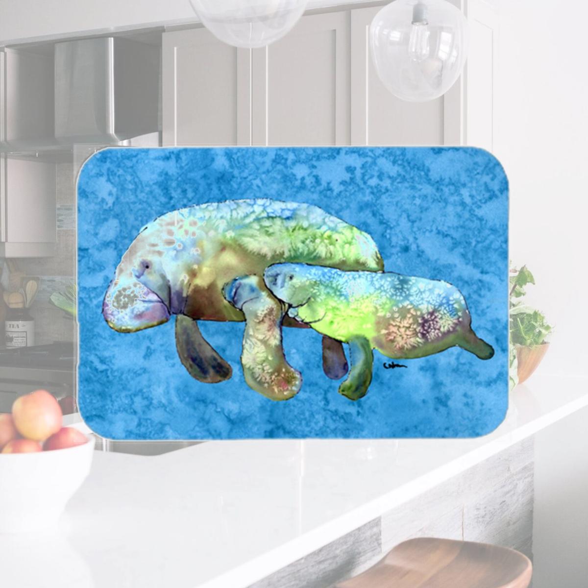 Picture of Carolines Treasures 8660LCB Manatee Glass Cutting Board - Large- 15 H x 12 L in.