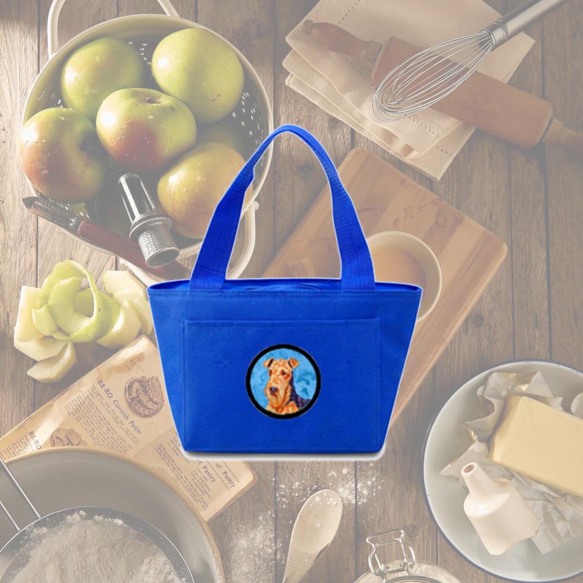 Picture of Carolines Treasures LH9381BU-8808 Blue Airedale Zippered Insulated School Washable And Stylish Lunch Bag Cooler