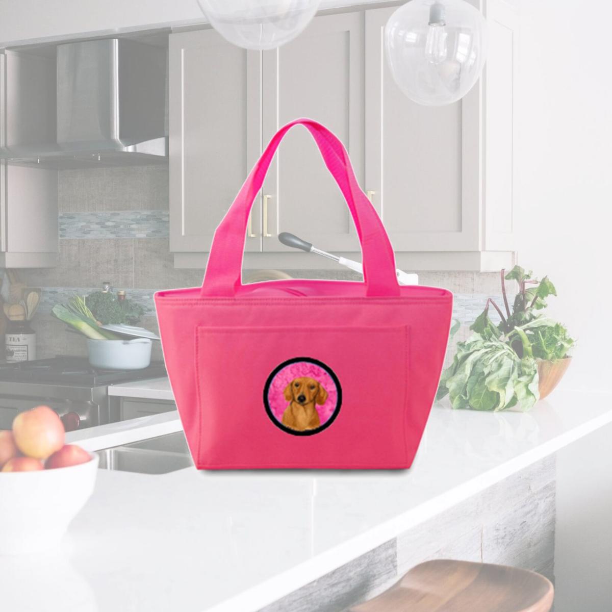 Picture of Carolines Treasures LH9357PK-8808 Pink Dachshund Zippered Insulated School Washable And Stylish Lunch Bag Cooler