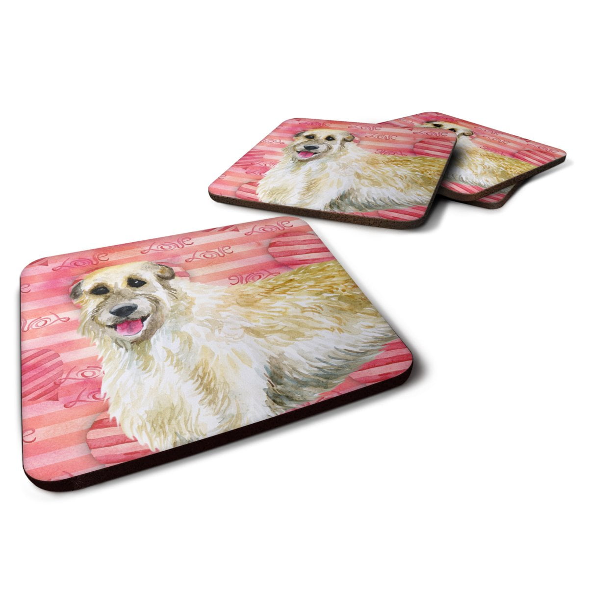 BB9757FC Irish Wolfhound Love Foam Coaster - Set of 4