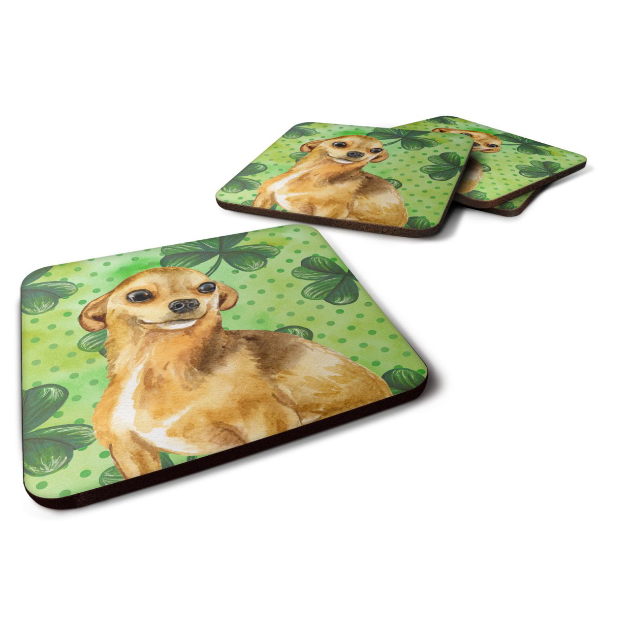 Chihuahua St Patricks Foam Coaster - Set of 4