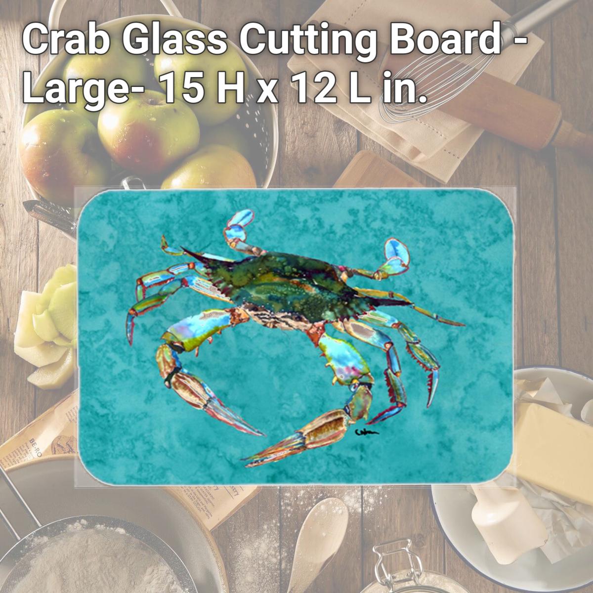 Picture of Carolines Treasures 8657LCB Crab Glass Cutting Board - Large- 15 H x 12 L in.