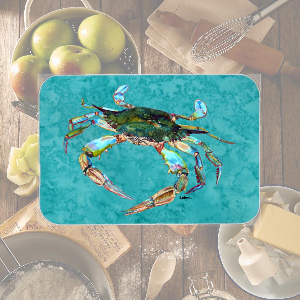 Picture of Carolines Treasures 8657LCB Crab Glass Cutting Board - Large- 15 H x 12 L in.