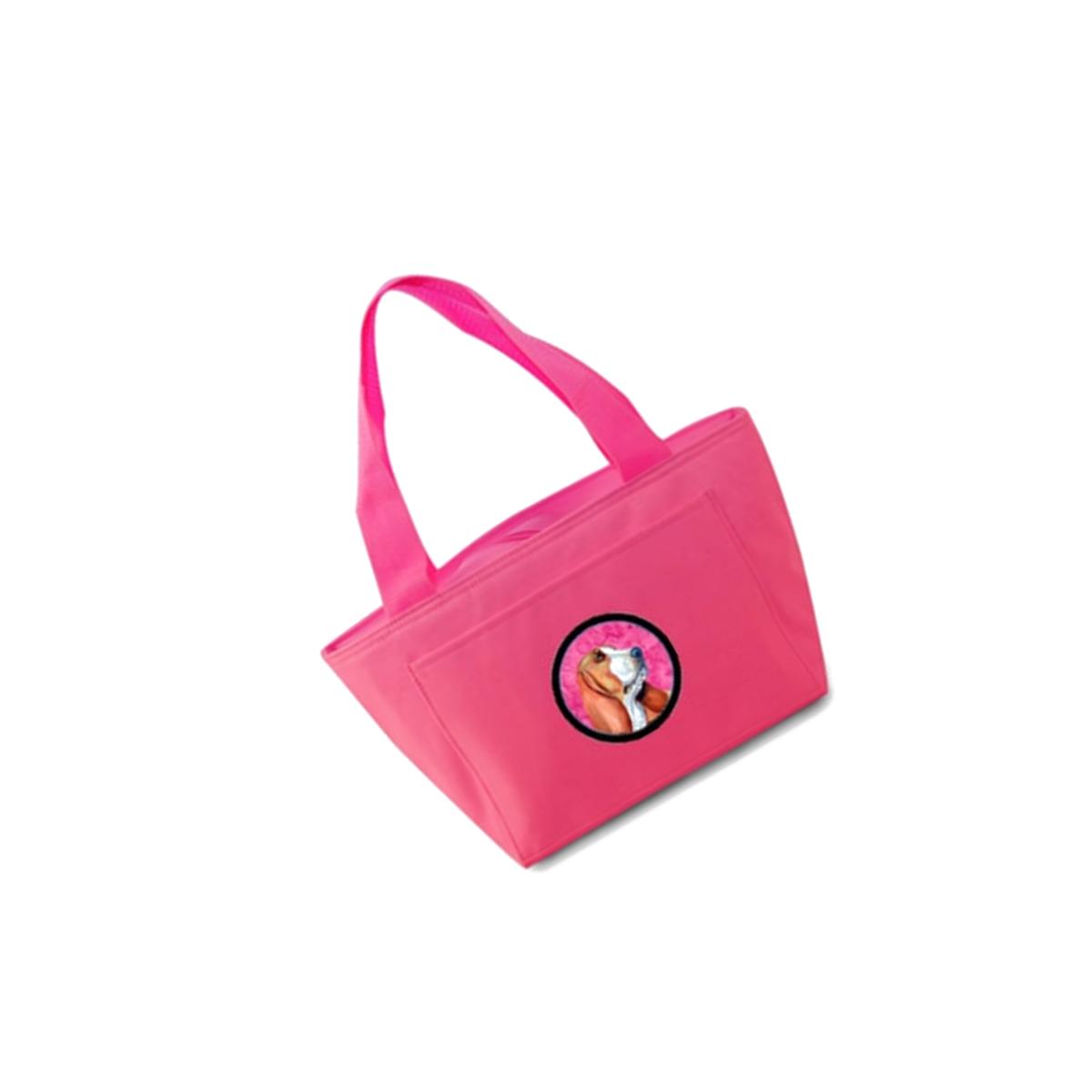 Picture of Carolines Treasures LH9377PK-8808 Pink Basset Hound Zippered Insulated School Washable And Stylish Lunch Bag Cooler