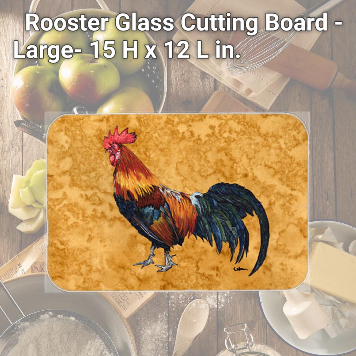 Picture of Carolines Treasures 8651LCB Rooster Glass Cutting Board - Large- 15 H x 12 L in.