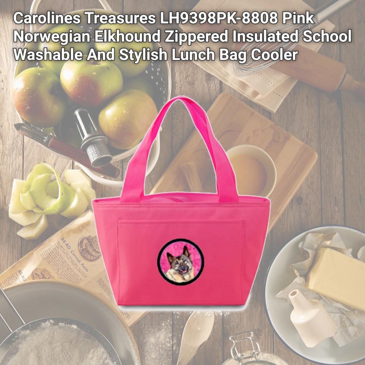 Picture of Carolines Treasures LH9398PK-8808 Pink Norwegian Elkhound Zippered Insulated School Washable And Stylish Lunch Bag Cooler