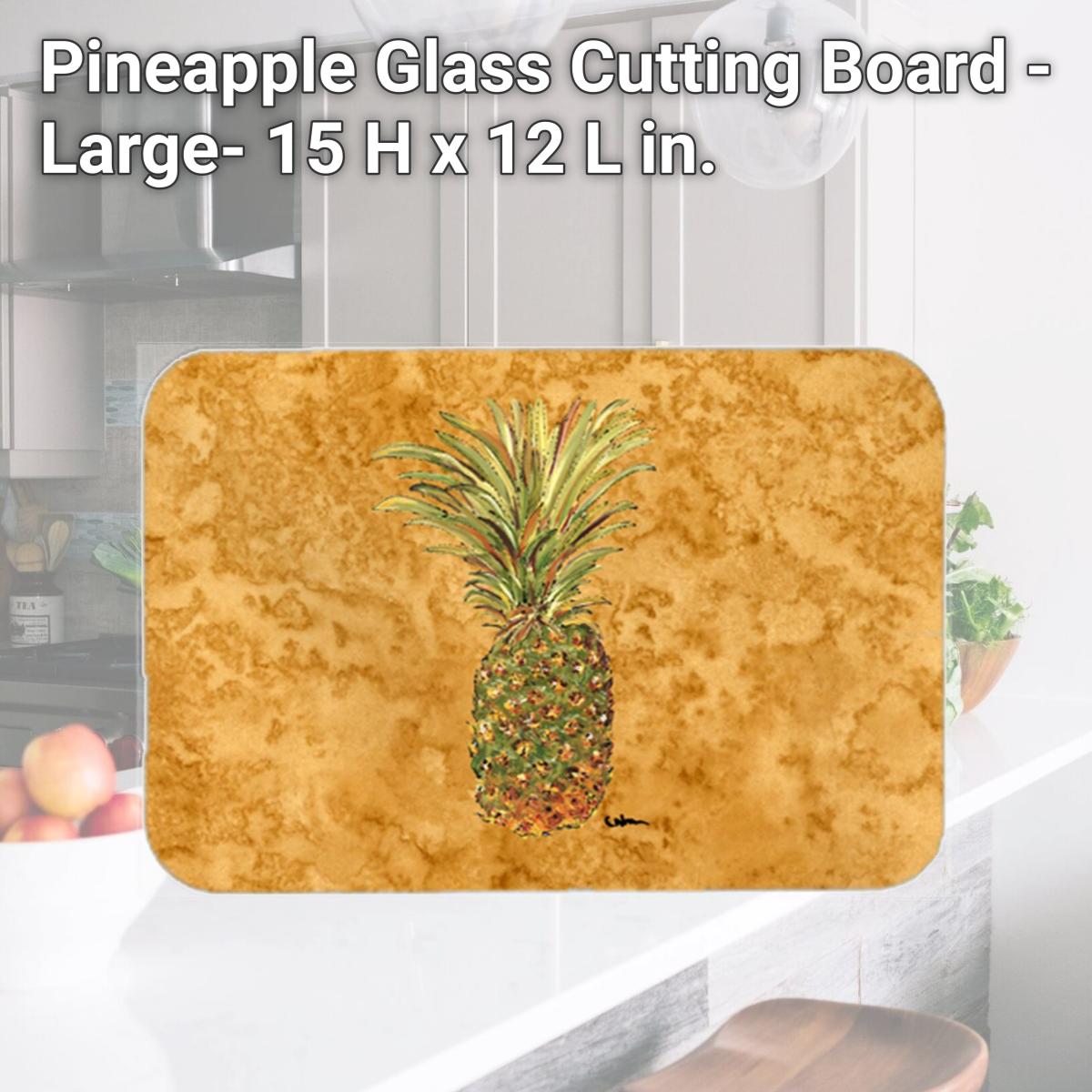 Picture of Carolines Treasures 8654LCB Pineapple Glass Cutting Board - Large- 15 H x 12 L in.