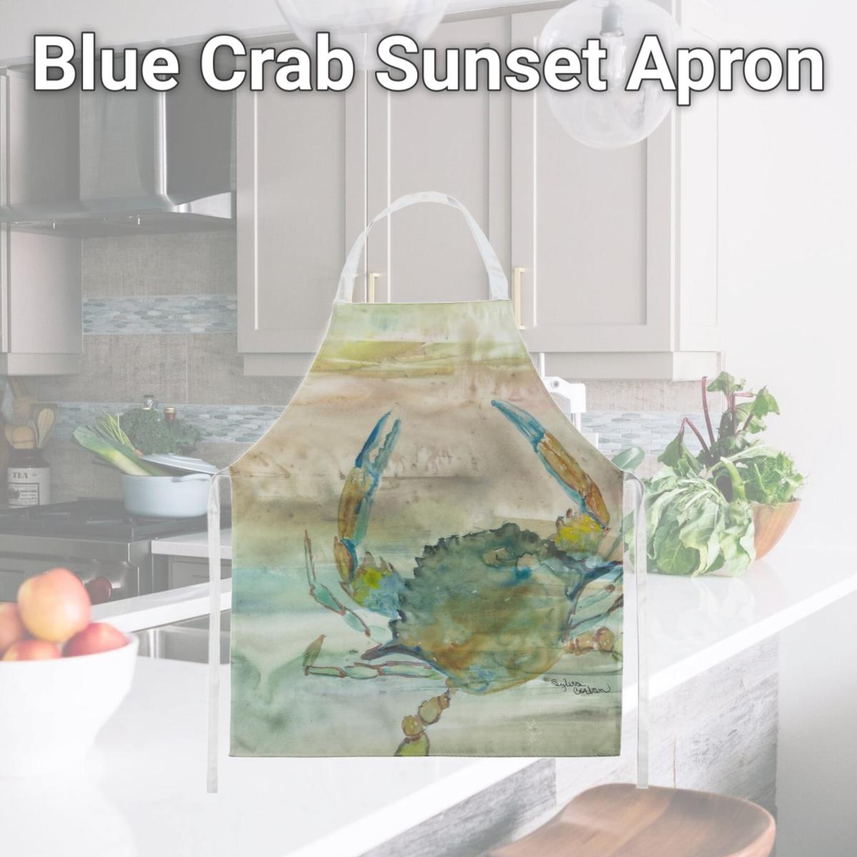 Picture of Carolines Treasures SC2013APRON Blue Crab Sunset Apron