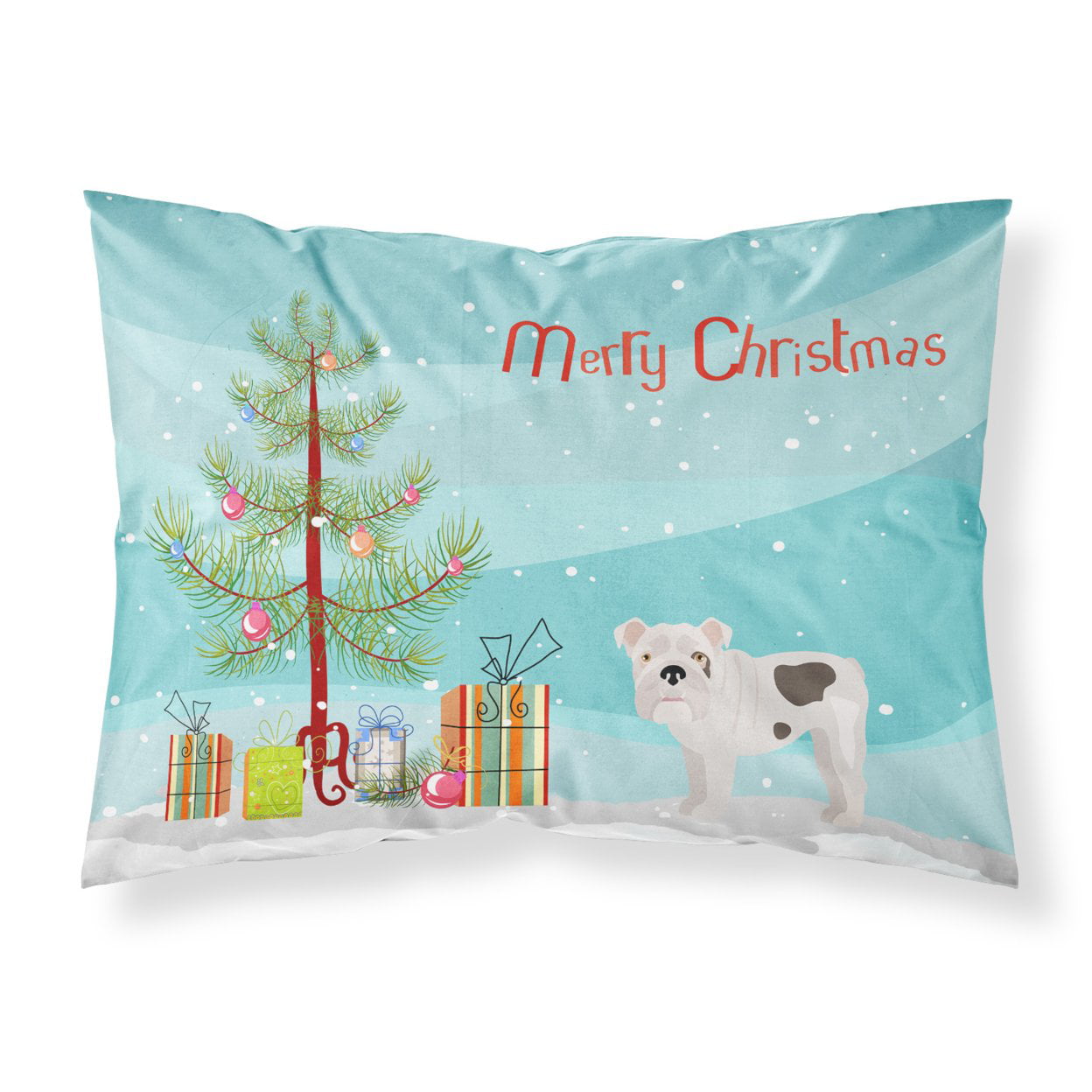 Ck3453pillowcase Bulldog, English Bulldog Christmas Tree Fabric Standard Pillowcase