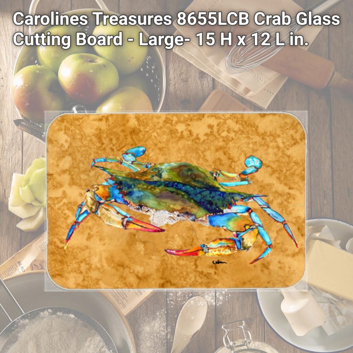 Picture of Carolines Treasures 8655LCB Crab Glass Cutting Board - Large- 15 H x 12 L in.