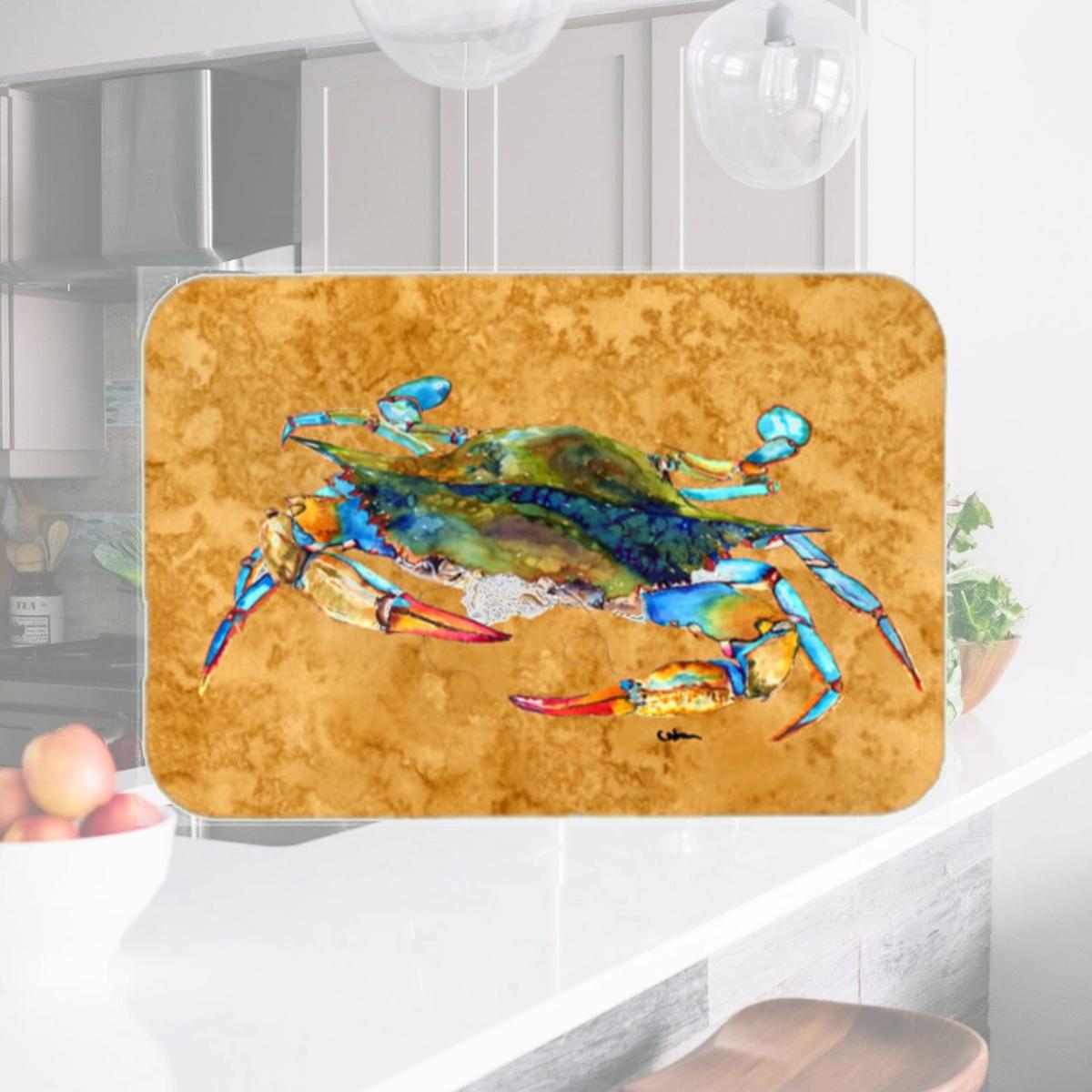 Picture of Carolines Treasures 8655LCB Crab Glass Cutting Board - Large- 15 H x 12 L in.