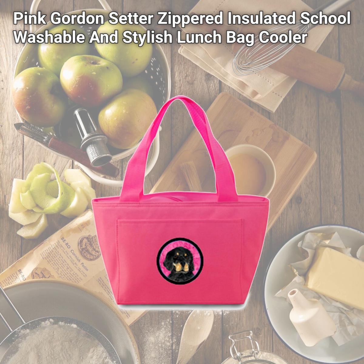 Picture of Carolines Treasures SS4791-PK-8808 Pink Gordon Setter Zippered Insulated School Washable And Stylish Lunch Bag Cooler