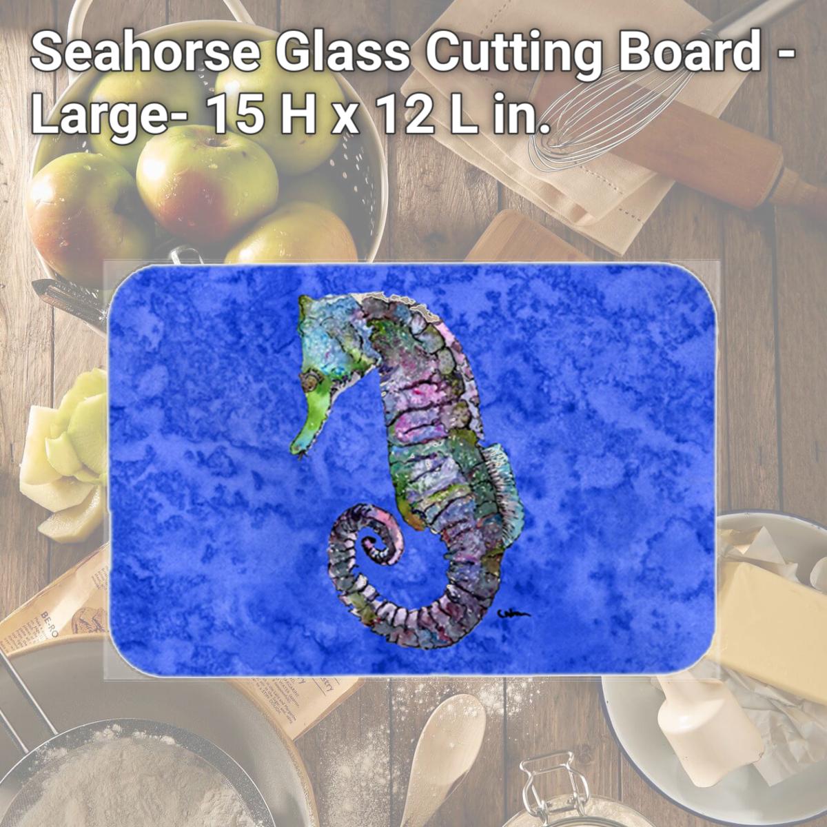 Picture of Carolines Treasures 8639LCB Seahorse Glass Cutting Board - Large- 15 H x 12 L in.