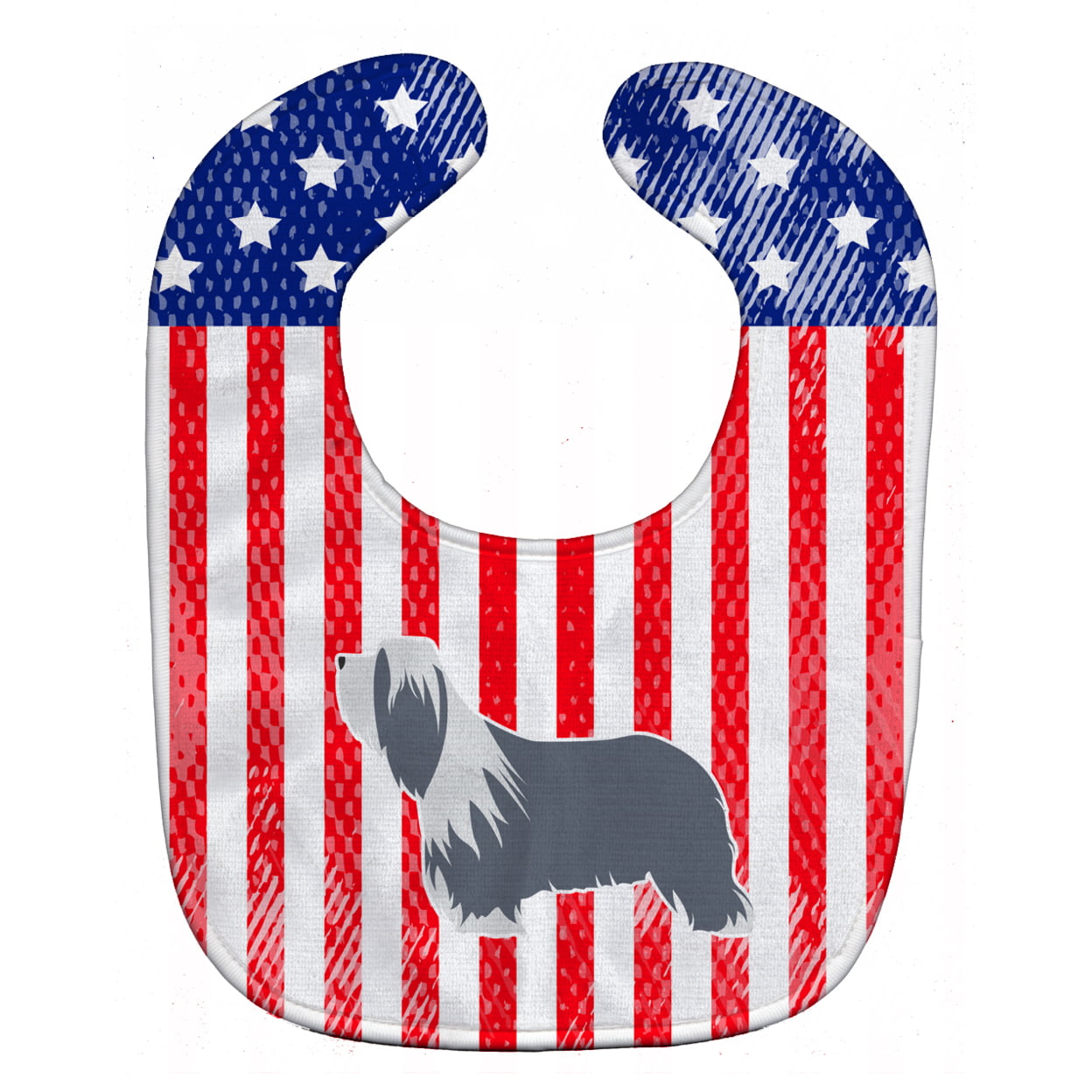 Bb3317bib Usa Patriotic Bearded Collie Baby Bib