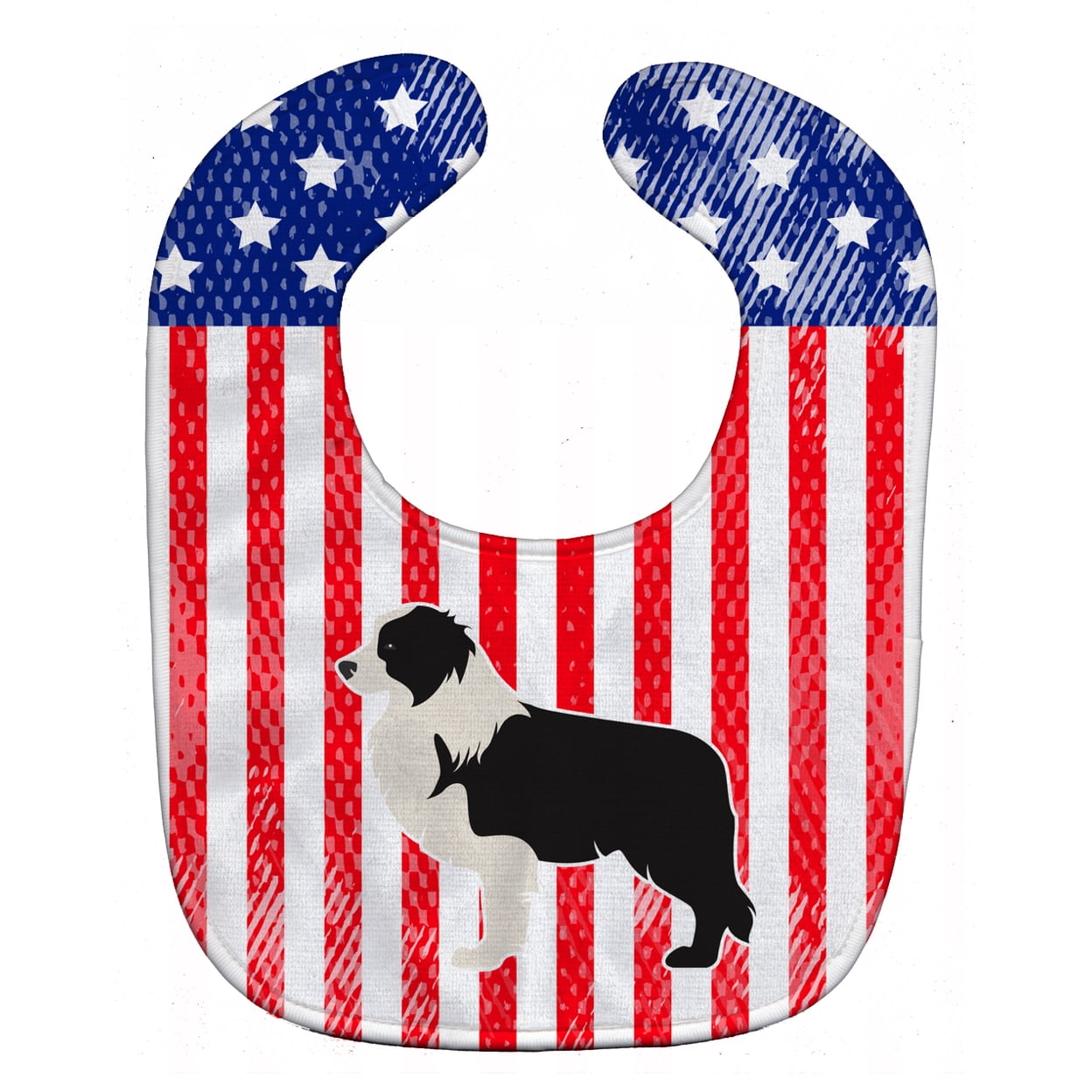 Bb3323bib Usa Patriotic Black Border Collie Baby Bib