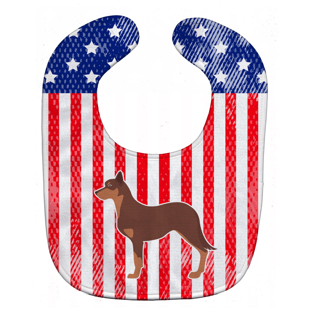 Bb3329bib Usa Patriotic Australian Kelpie Dog Baby Bib