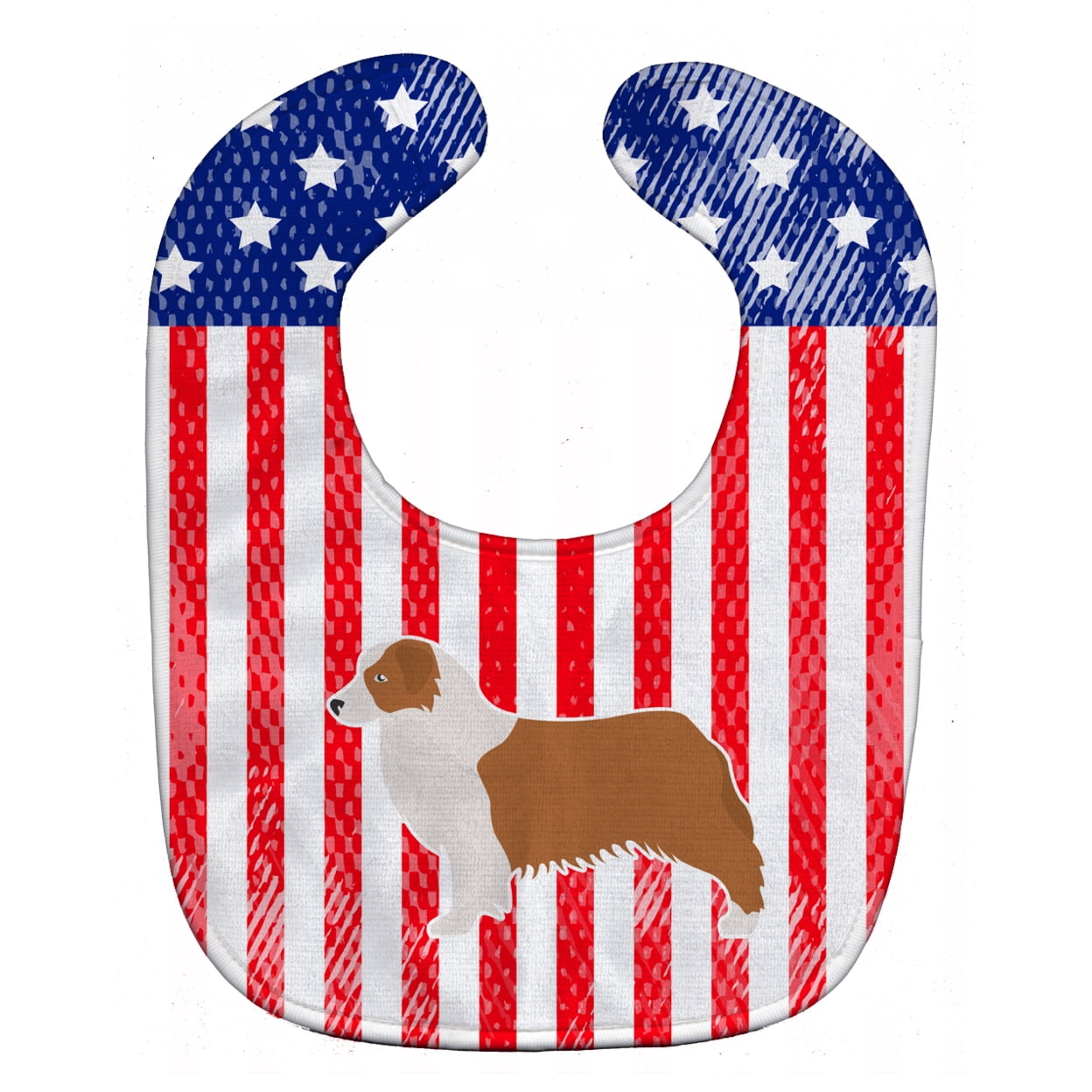 BB3333BIB USA Patriotic Australian Shepherd Dog Baby Bib