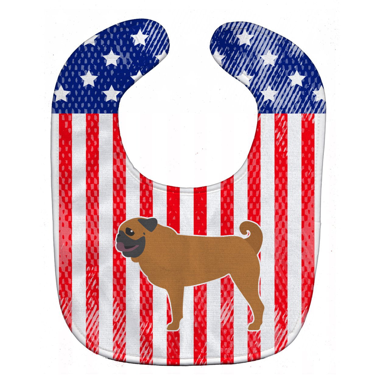 Bb3347bib Usa Patriotic Pug Baby Bib
