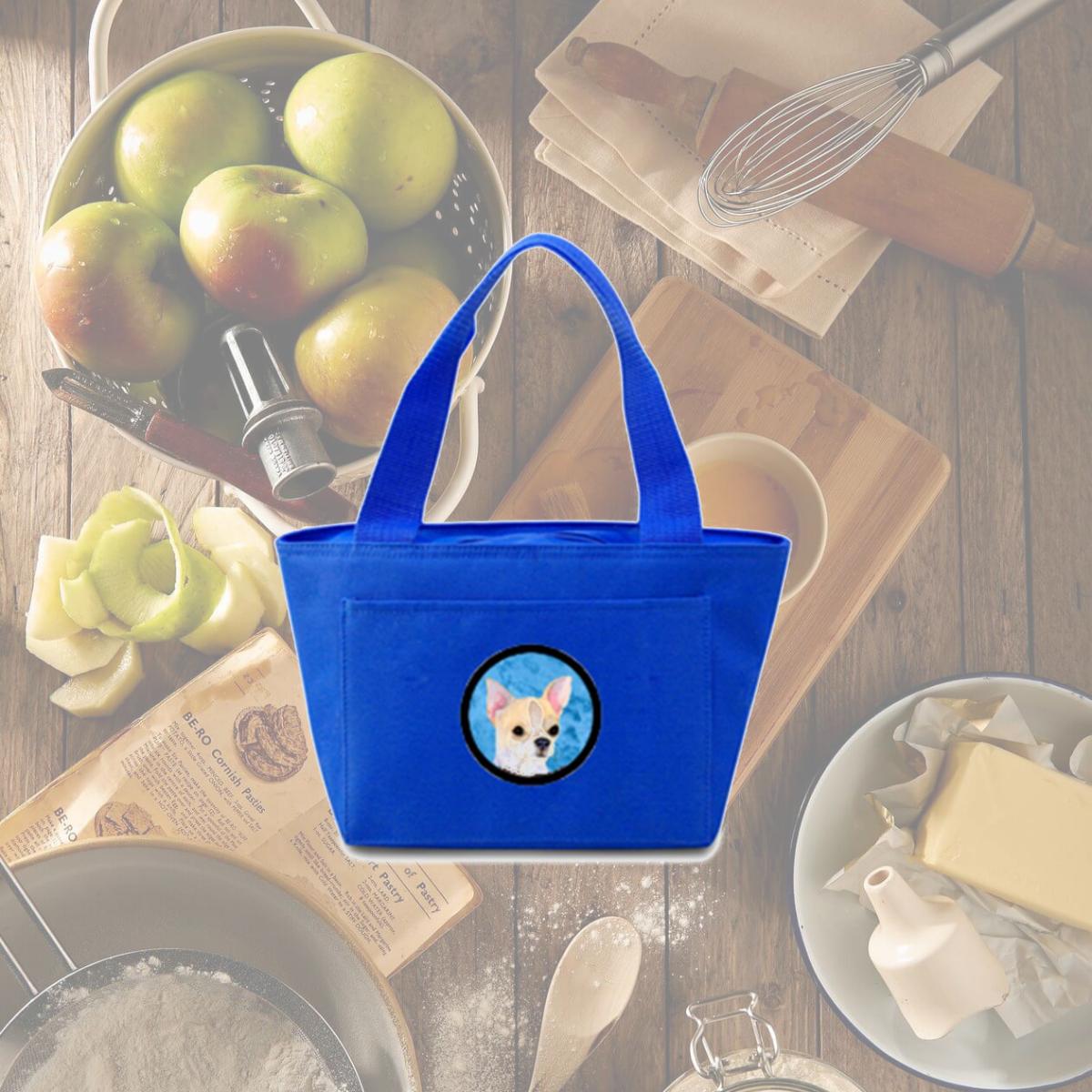 Picture of Carolines Treasures SS4749-BU-8808 Blue Chihuahua Zippered Insulated School Washable And Stylish Lunch Bag Cooler