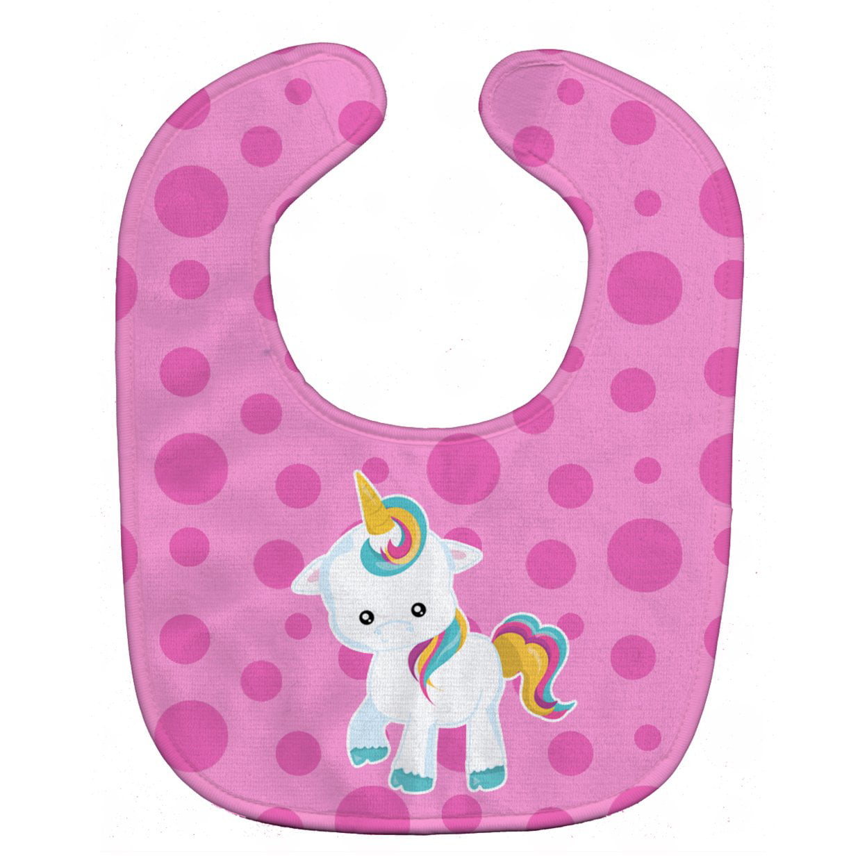 Bb6805bib Pink Polkadot Unicorn Baby Bib