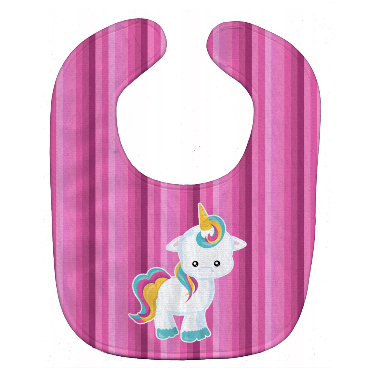 Bb6806bib Pink Stripes Unicorn Baby Bib