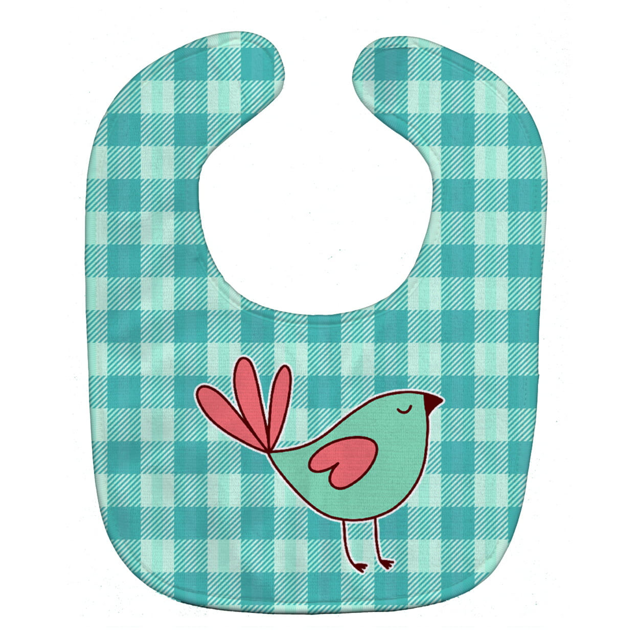 Bb6831bib Bird On Blue Plaid Baby Bib