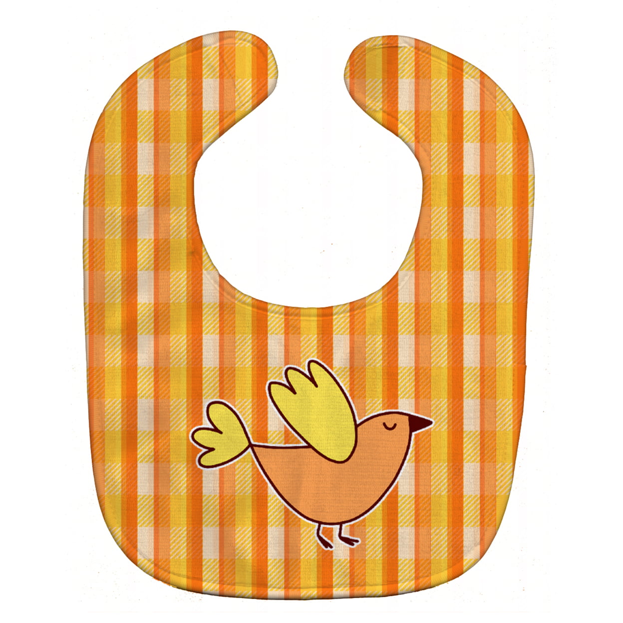 Bb6832bib Bird On Orange Plaid Baby Bib